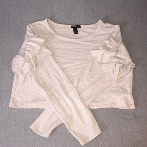 Ruffle-sleeve crop top